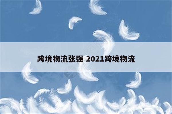 跨境物流张强 2021跨境物流