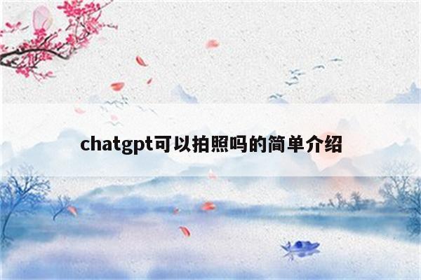 chatgpt可以拍照吗的简单介绍