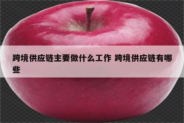 跨境供应链主要做什么工作 跨境供应链有哪些
