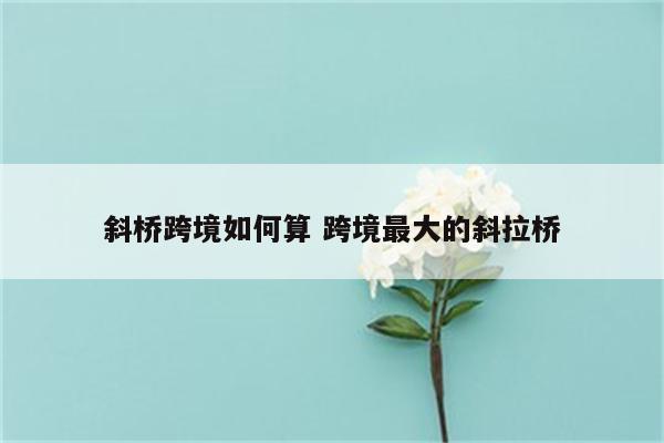 斜桥跨境如何算 跨境最大的斜拉桥