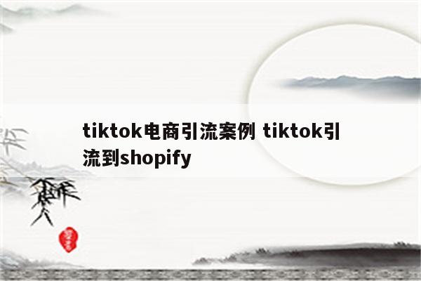 tiktok电商引流案例 tiktok引流到shopify