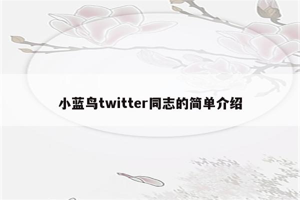 小蓝鸟twitter同志的简单介绍
