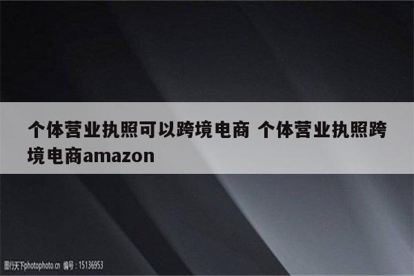 个体营业执照可以跨境电商 个体营业执照跨境电商amazon