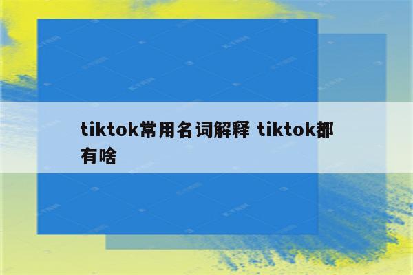 tiktok常用名词解释 tiktok都有啥
