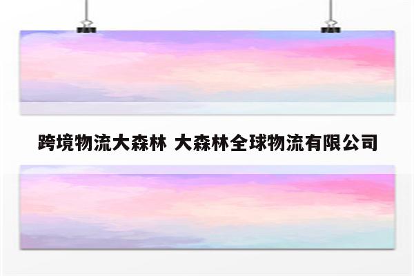跨境物流大森林 大森林全球物流有限公司