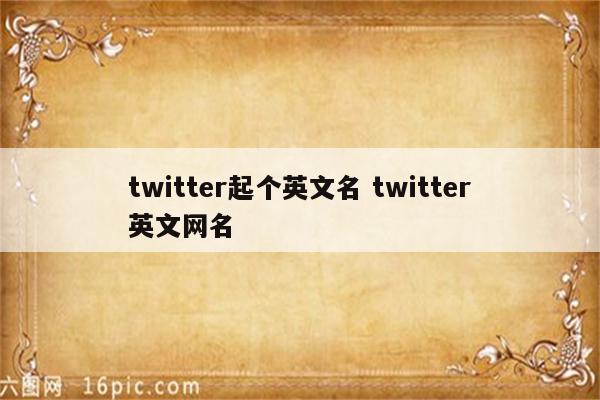 twitter起个英文名 twitter英文网名