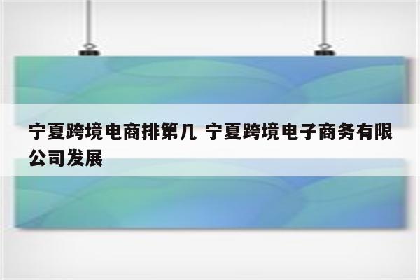 宁夏跨境电商排第几 宁夏跨境电子商务有限公司发展
