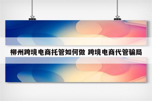 柳州跨境电商托管如何做 跨境电商代管骗局