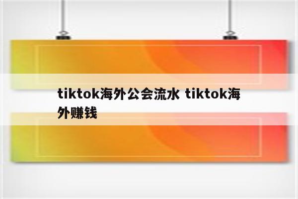 tiktok海外公会流水 tiktok海外赚钱