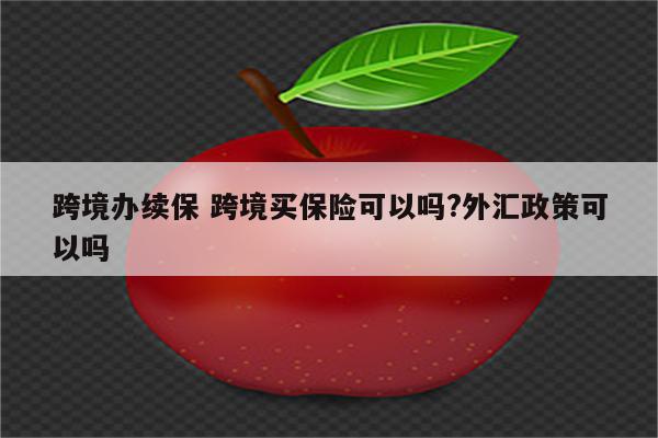 跨境办续保 跨境买保险可以吗?外汇政策可以吗