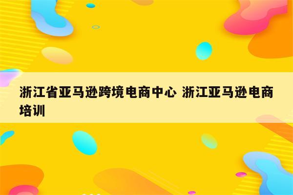 浙江省亚马逊跨境电商中心 浙江亚马逊电商培训