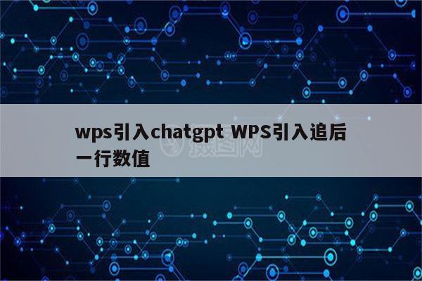 wps引入chatgpt WPS引入追后一行数值