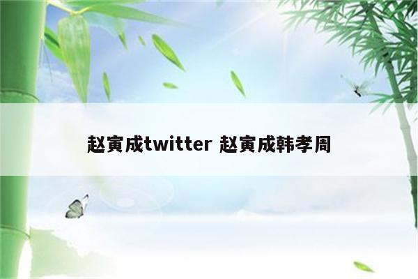赵寅成twitter 赵寅成韩孝周