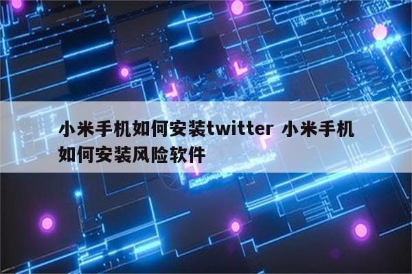 小米手机如何安装twitter 小米手机如何安装风险软件