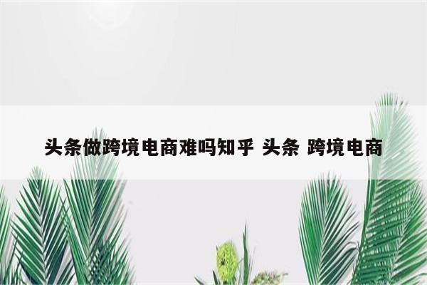 头条做跨境电商难吗知乎 头条 跨境电商