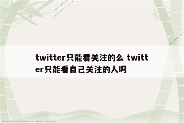twitter只能看关注的么 twitter只能看自己关注的人吗