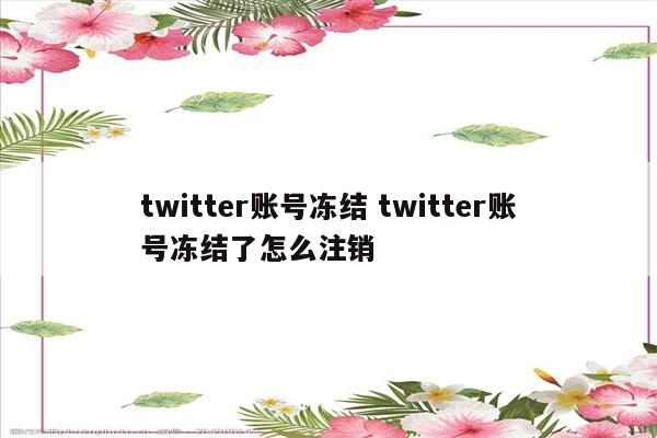 twitter账号冻结 twitter账号冻结了怎么注销