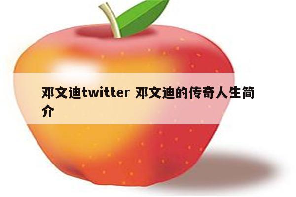 邓文迪twitter 邓文迪的传奇人生简介