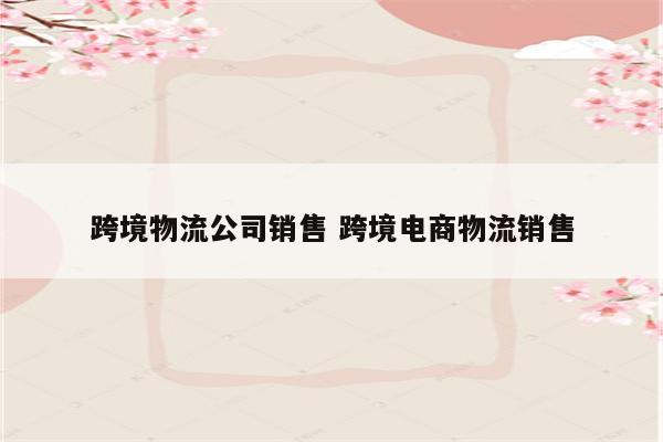 跨境物流公司销售 跨境电商物流销售