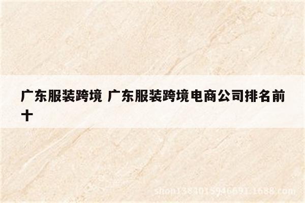 广东服装跨境 广东服装跨境电商公司排名前十