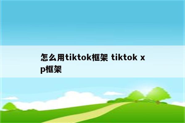 怎么用tiktok框架 tiktok xp框架