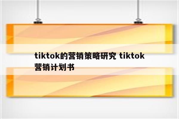 tiktok的营销策略研究 tiktok营销计划书