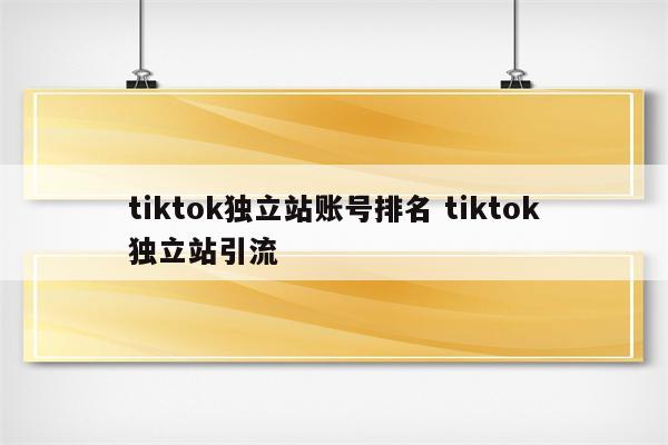 tiktok独立站账号排名 tiktok独立站引流