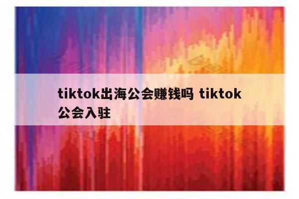 tiktok出海公会赚钱吗 tiktok公会入驻