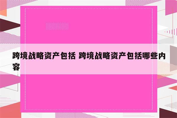 跨境战略资产包括 跨境战略资产包括哪些内容