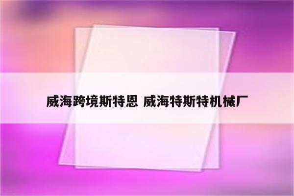 威海跨境斯特恩 威海特斯特机械厂