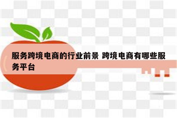 服务跨境电商的行业前景 跨境电商有哪些服务平台