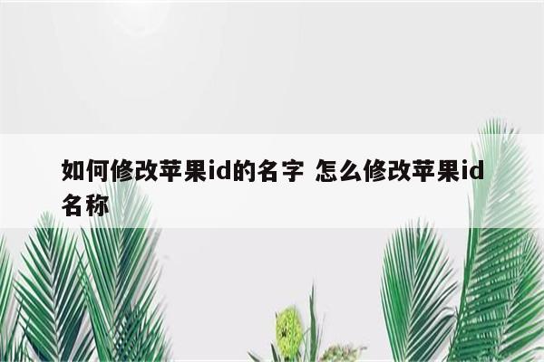 如何修改苹果id的名字 怎么修改苹果id名称