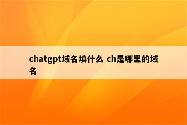 chatgpt域名填什么 ch是哪里的域名