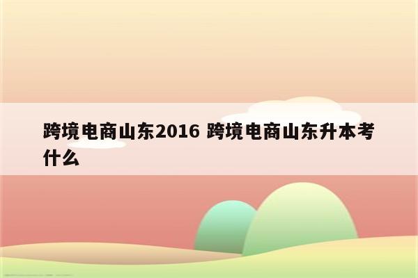 跨境电商山东2016 跨境电商山东升本考什么