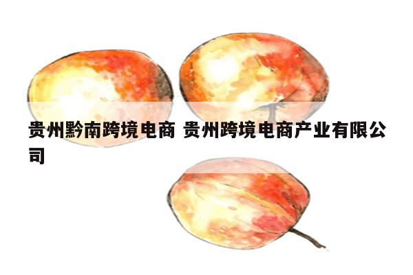 贵州黔南跨境电商 贵州跨境电商产业有限公司