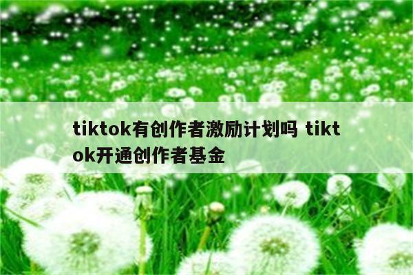 tiktok有创作者激励计划吗 tiktok开通创作者基金