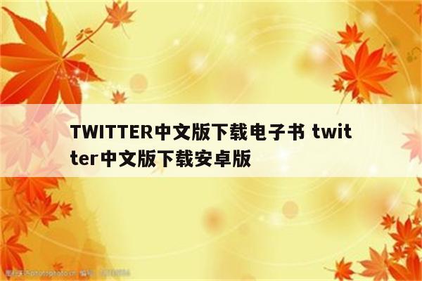 TWITTER中文版下载电子书 twitter中文版下载安卓版