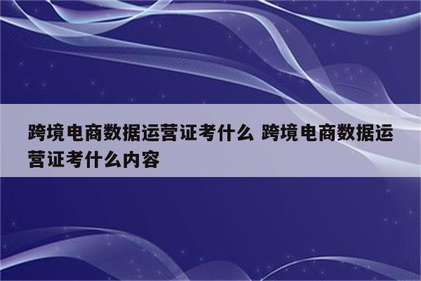 跨境电商数据运营证考什么 跨境电商数据运营证考什么内容