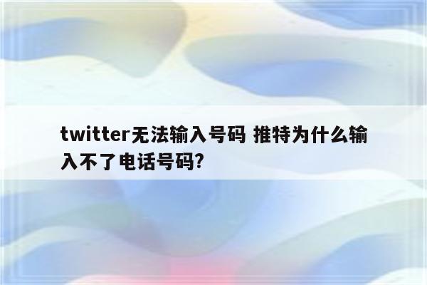 twitter无法输入号码 推特为什么输入不了电话号码?