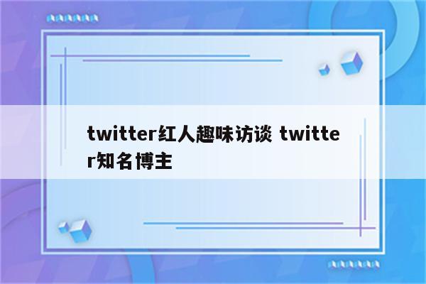 twitter红人趣味访谈 twitter知名博主