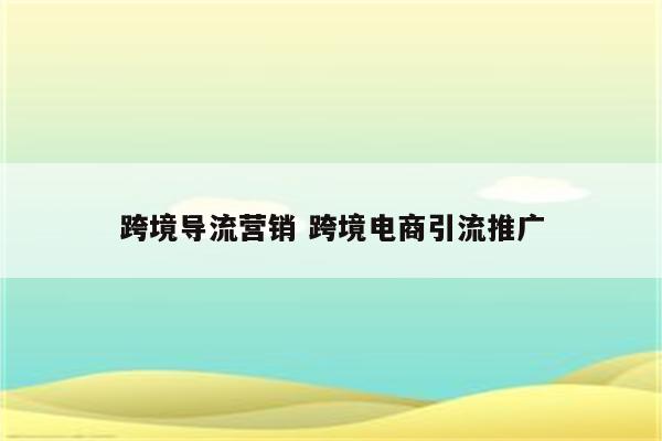 跨境导流营销 跨境电商引流推广
