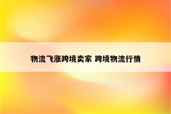 物流飞涨跨境卖家 跨境物流行情