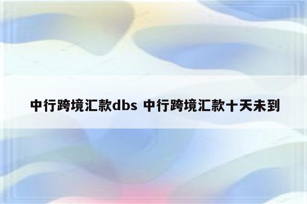 中行跨境汇款dbs 中行跨境汇款十天未到