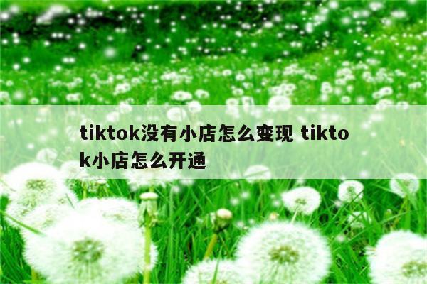 tiktok没有小店怎么变现 tiktok小店怎么开通