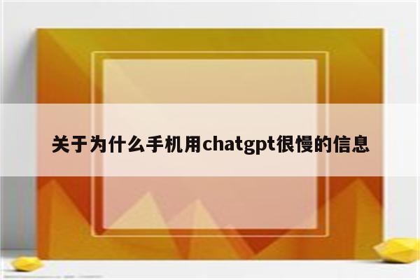 关于为什么手机用chatgpt很慢的信息