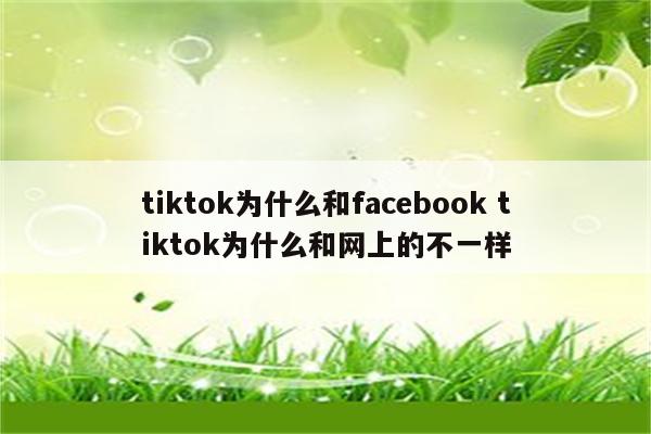 tiktok为什么和facebook tiktok为什么和网上的不一样