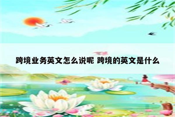 跨境业务英文怎么说呢 跨境的英文是什么