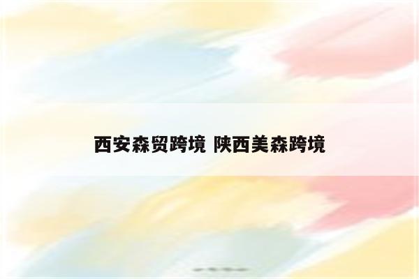 西安森贸跨境 陕西美森跨境
