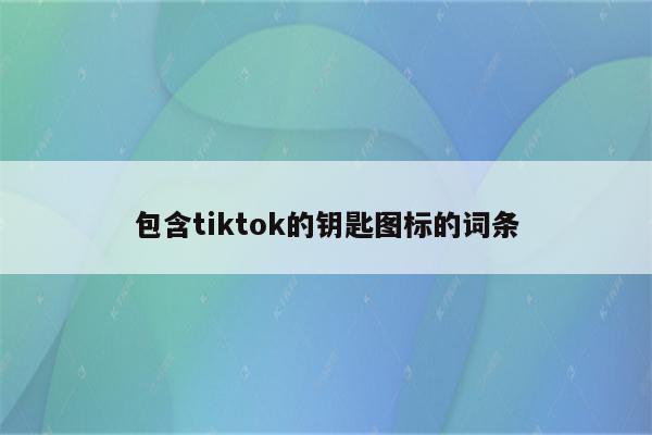 包含tiktok的钥匙图标的词条