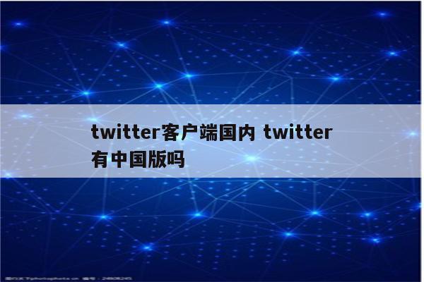 twitter客户端国内 twitter有中国版吗